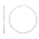 Silver 60Mm Disco Diamond Cut Hoops